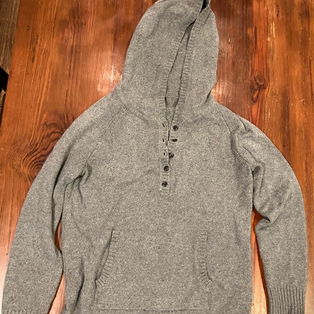 Patagonia Gray Henley Hoodie Sweatshirt